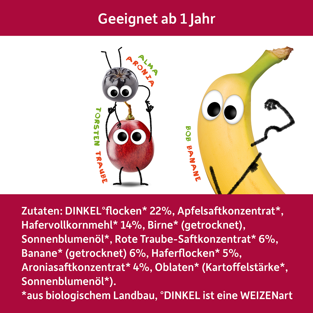 Bild: Freche Freunde Getreideriegel Banane, Rote Traube & Aronia