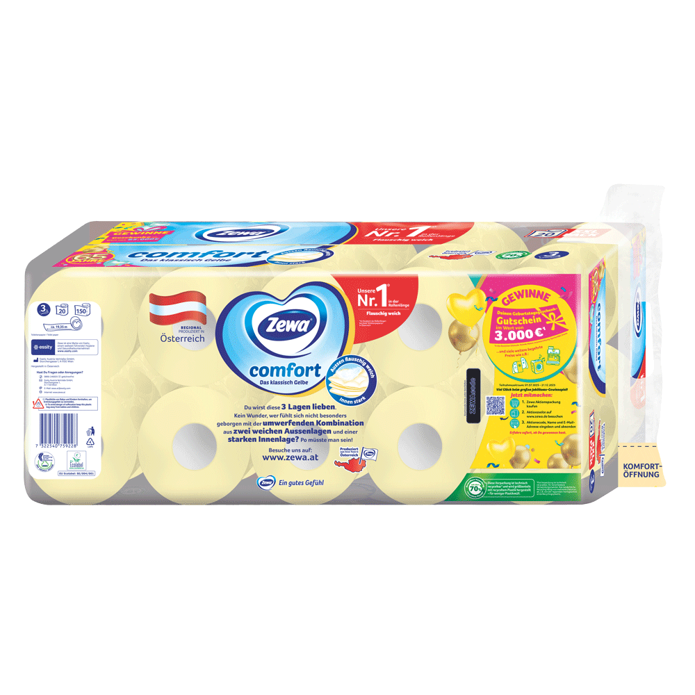 Bild: Zewa Comfort Das klassisch Gelbe Toilettenpapier 