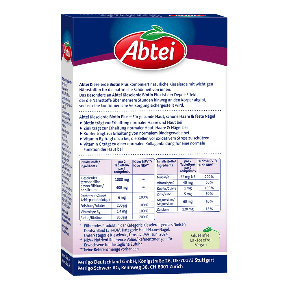 Bild: Abtei Kieselerde Biotin Plus Zink + Kupfer