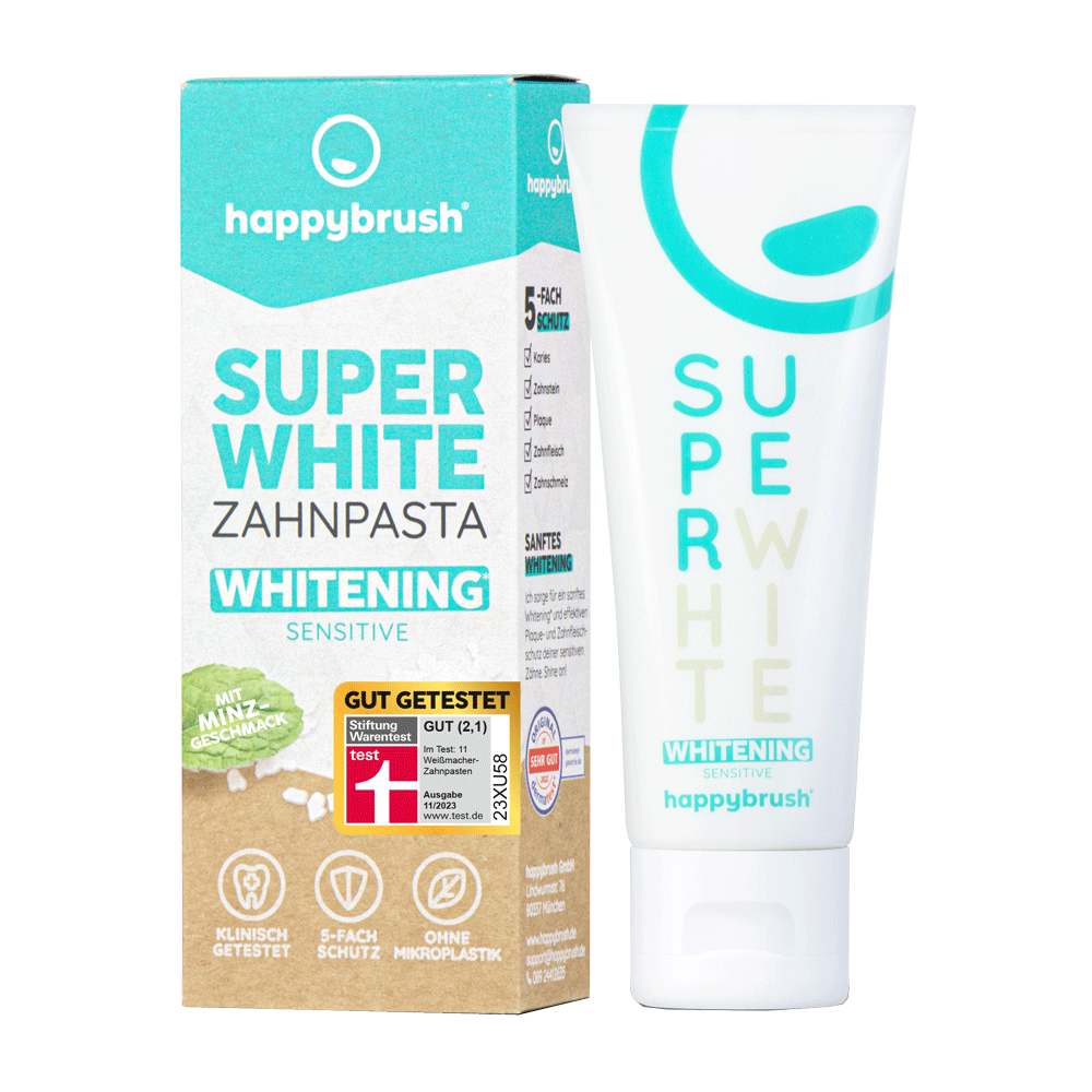 Bild: happybrush Super White Zahnpasta Whitening Sensitive