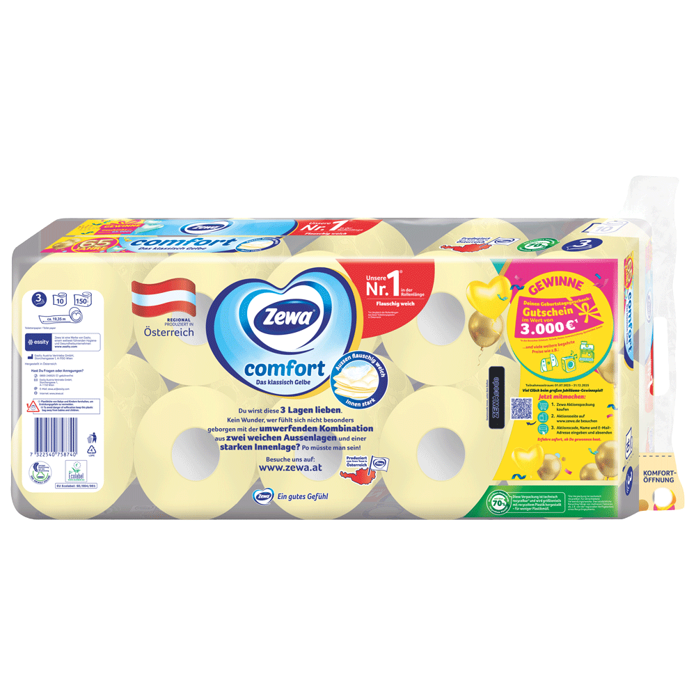 Bild: Zewa Comfort Das klassisch Gelbe Toilettenpapier 