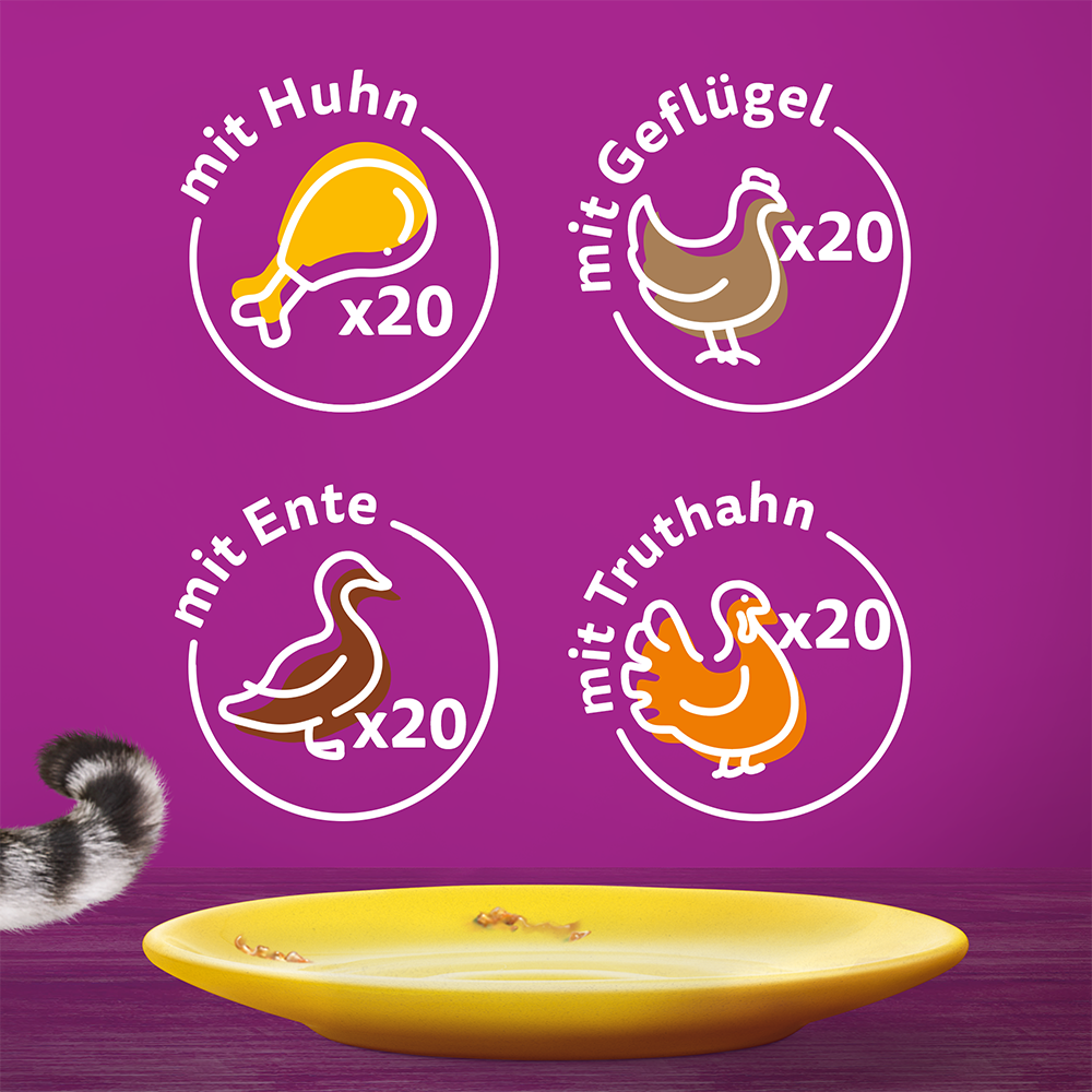 Bild: Whiskas Geflügel Auswahl mit Huhn, Geflügel, Ente und Truthahn