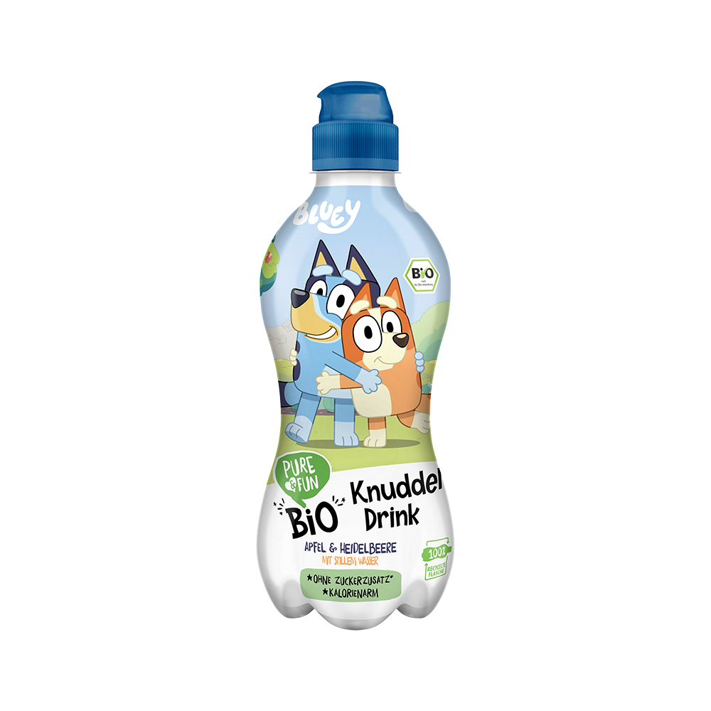 Bild: Pure & Fun Knuddel Drink Apfel und Heidelbeere mit Stillem Wasser 