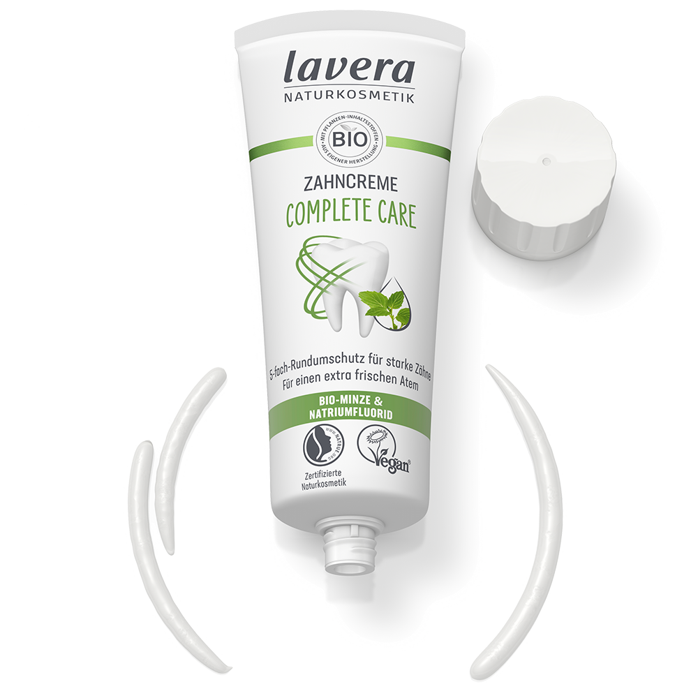 Bild: lavera Zahncreme Complete Care Bio-Minze und Natriumfluorid 