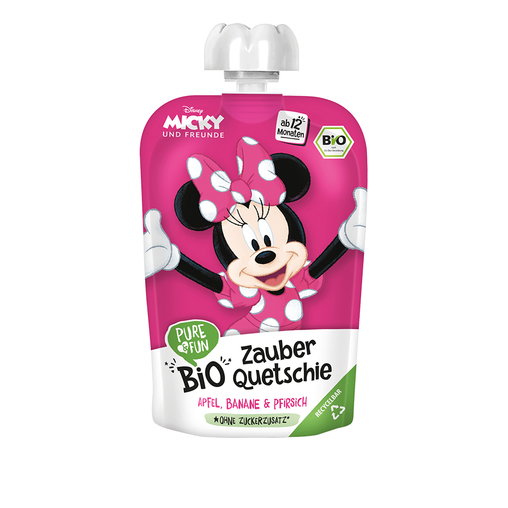 Bild: Pure & Fun Quetschie Minnie Apfel, Banane & Pfirsich 