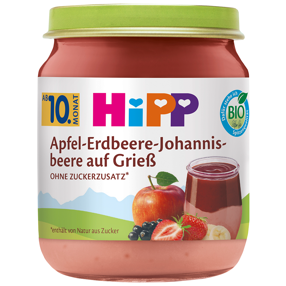 Bild: HiPP Apfel-Erdbeere-Johannisbeere auf Grieß 
