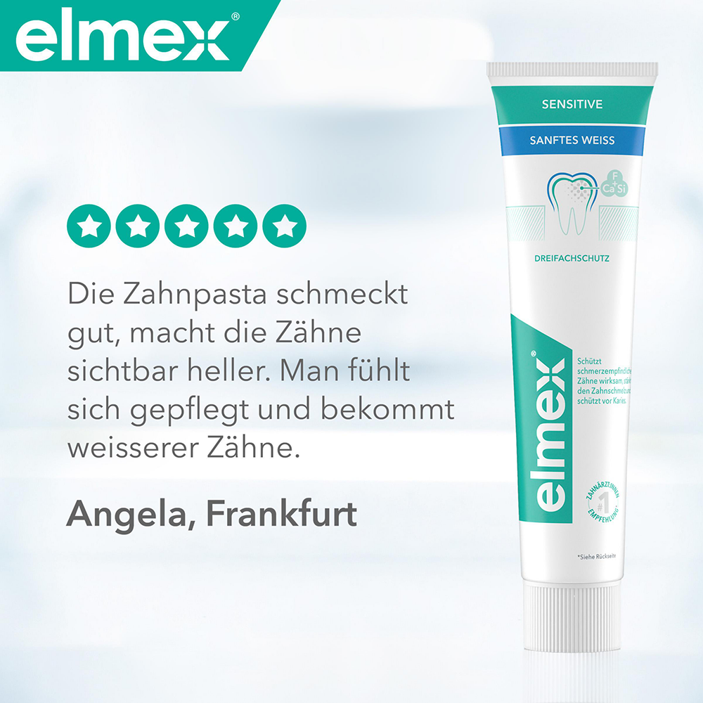 Bild: elmex Sensitive sanftes Weiß Zahnpasta