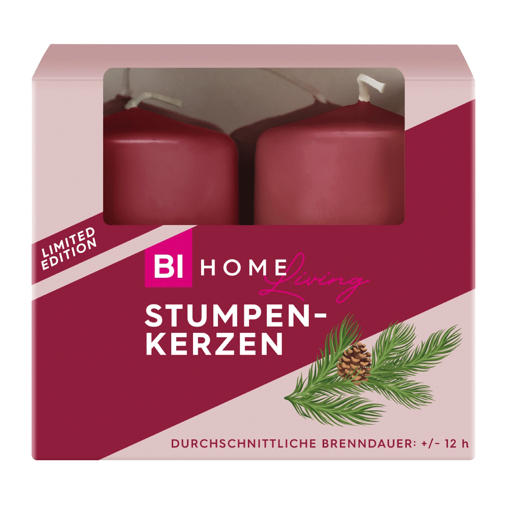 Bild: BI HOME Living Stumpenkerzen Bordeaux 4er