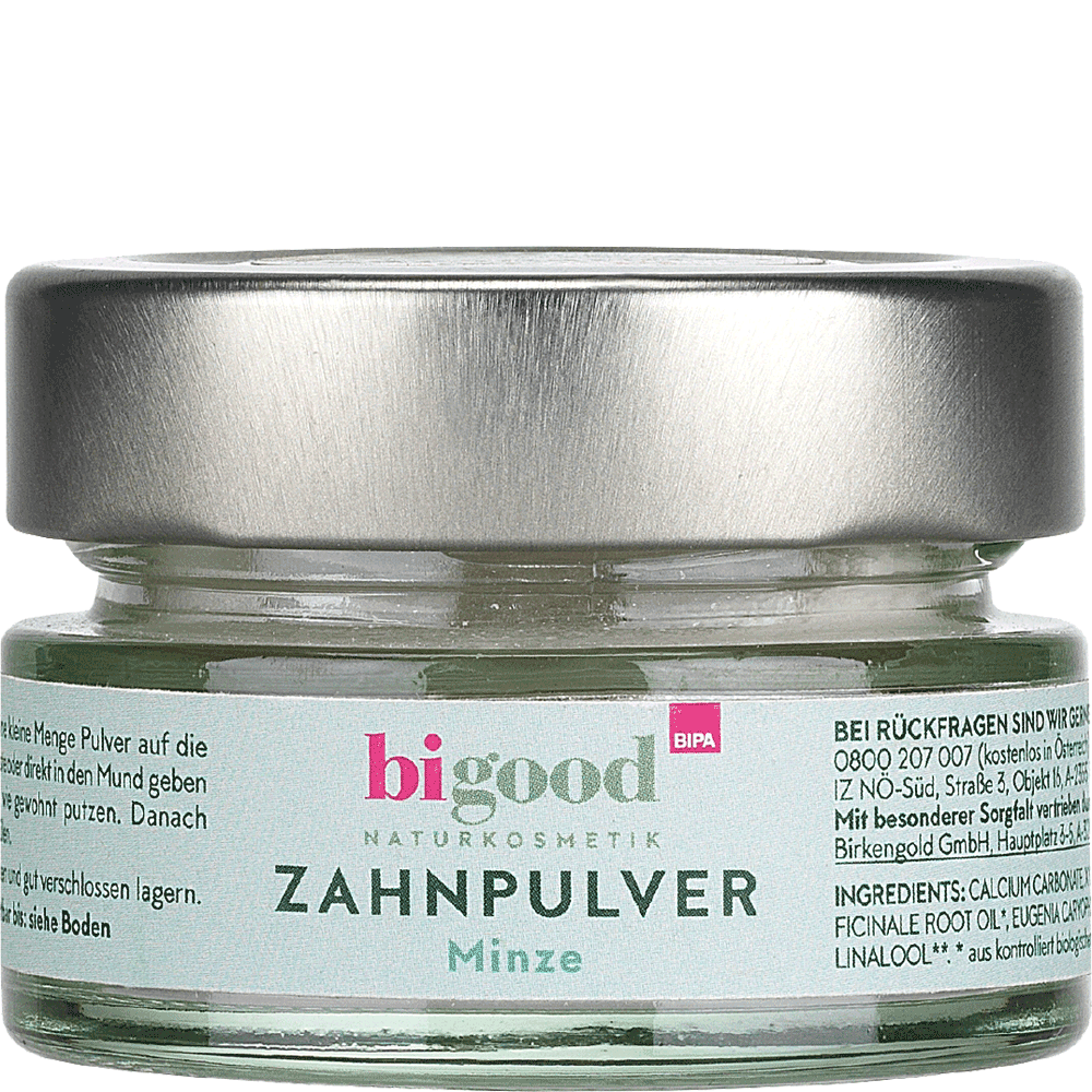 Bild: bi good Zahnpulver Minze ohne Fluorid