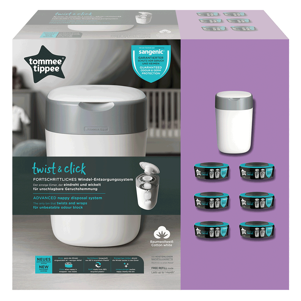 Bild: tommee tippee Twist & Click Windeleimer + 6 Nachfüllkassetten
