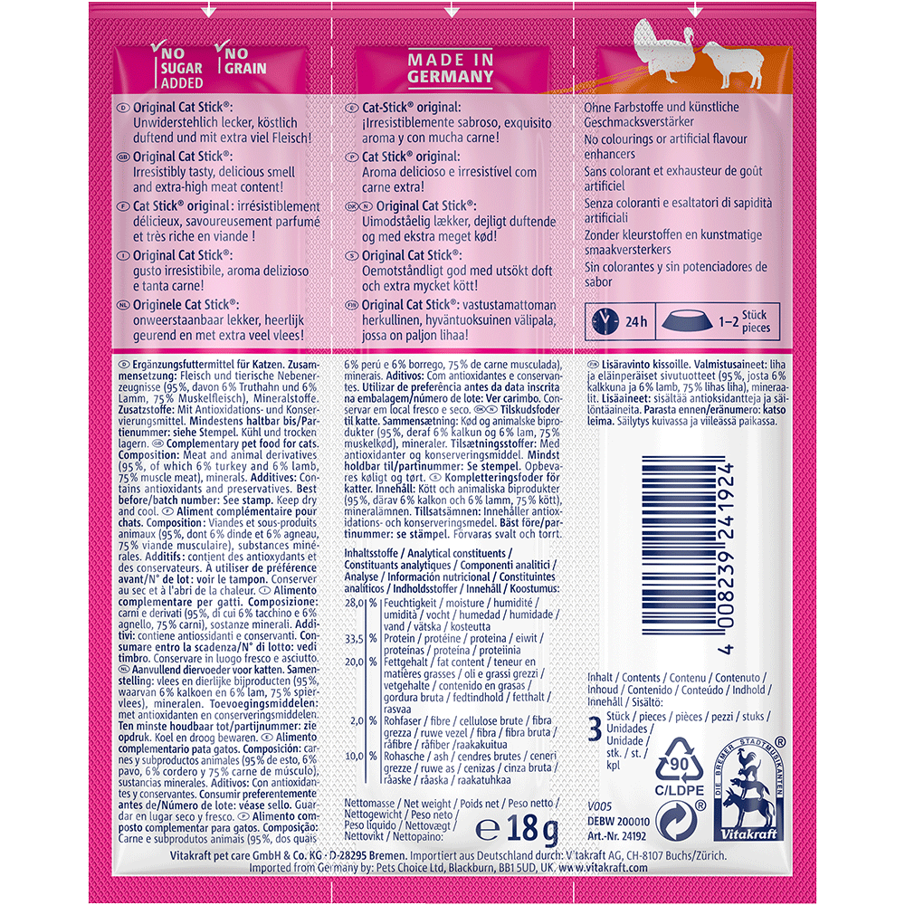 Bild: Vitakraft Cat Stick Classic mit Truthahn & Lamm