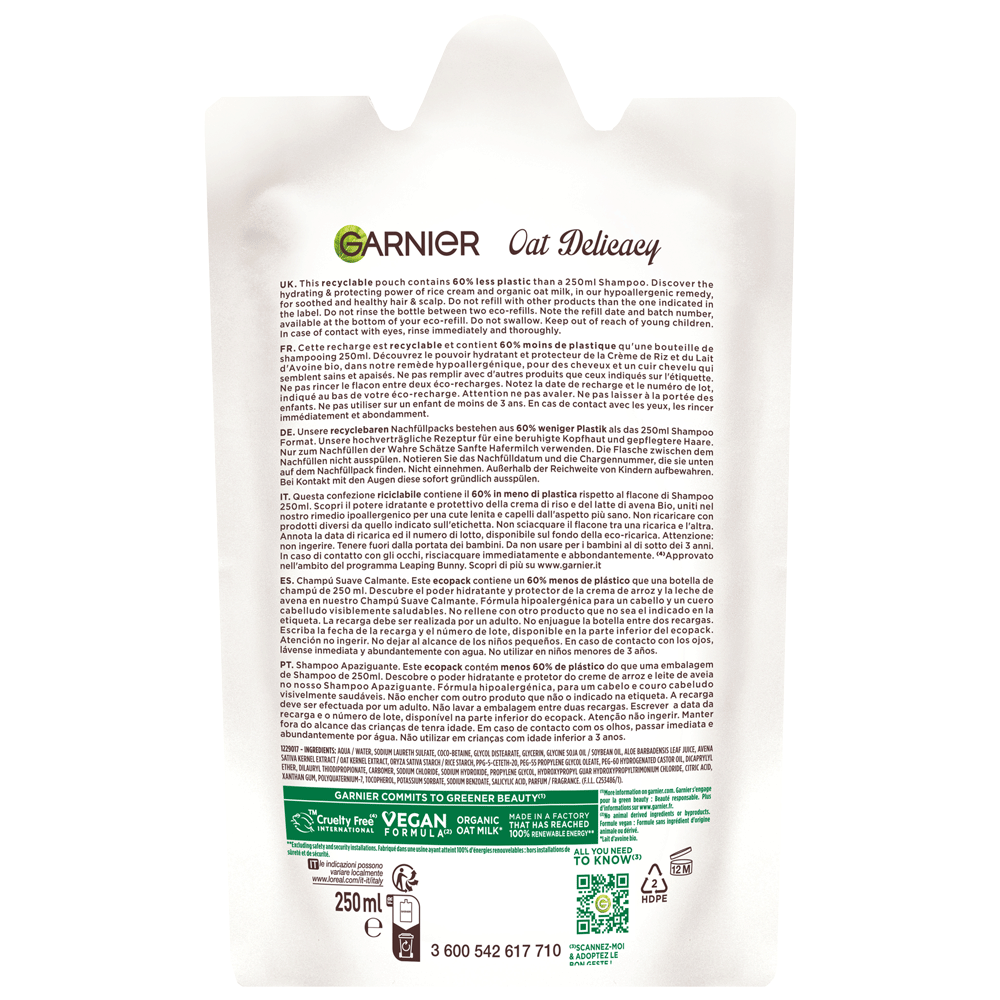 Bild: GARNIER Wahre Schätze Beruhigendes Shampoo Sanfte Hafermilch Nachfüllpack 
