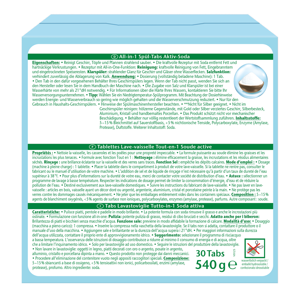 Bild: Frosch All In 1 Spül Tabs Aktiv Soda 
