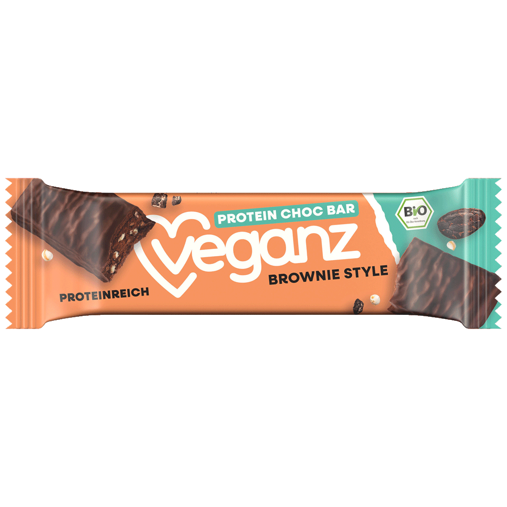 Bild: Veganz Protein Riegel Choc Bar Brownie Style
