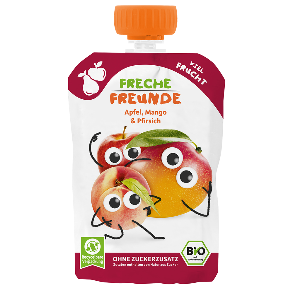 Bild: Freche Freunde Quetschie Apfel, Mango und Pfirsich