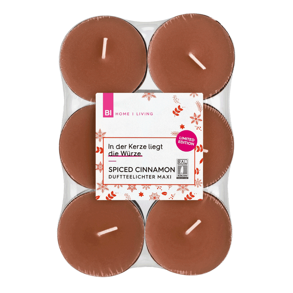 Bild: BI HOME Living Duftteelichter Maxi Spiced Cinnamon