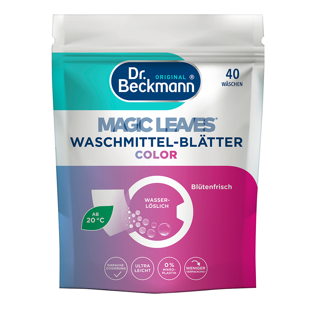 Bild: Dr. Beckmann Magic Leaves Waschmittel Blätter Color Blütenfrisch