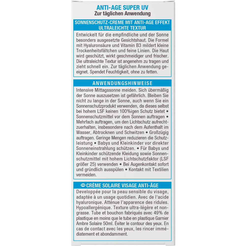 Bild: GARNIER AMBRE SOLAIRE Sensitiv Anti-Age Sonnencreme Gesicht