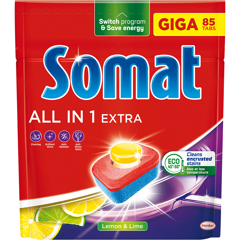 Bild: Somat All in 1 Extra Geschirrspültabs Lemon & Lime Giga Pack