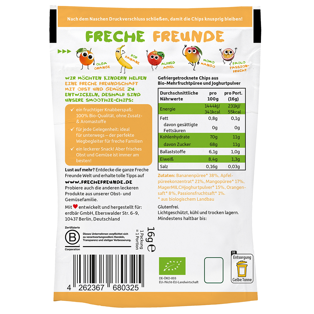 Bild: Freche Freunde Smoothie Chips Exotik mit Joghurt 