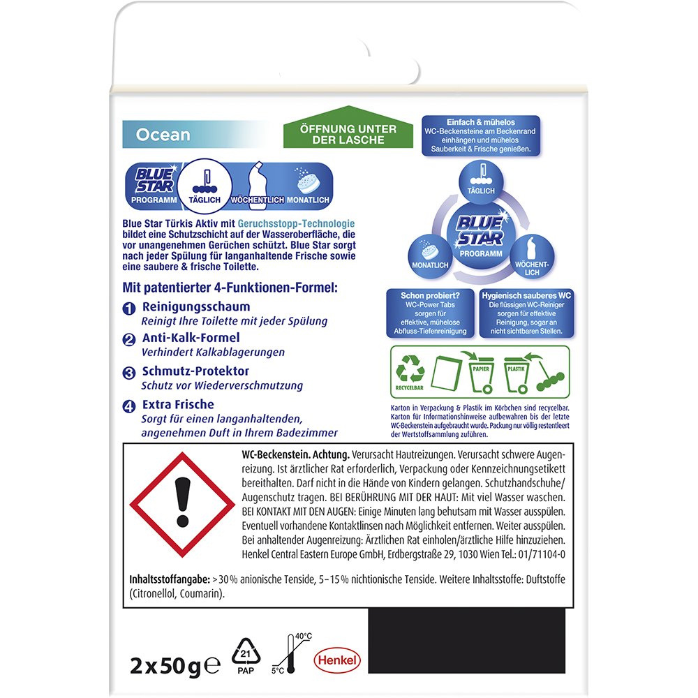 Bild: Blue Star Türkis Aktiv WC-Steine Ocean 
