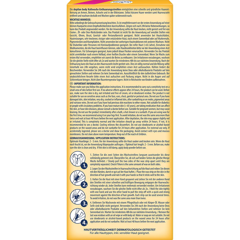 Bild: depilan Kaltwachs Enthaarungsstreifen Body