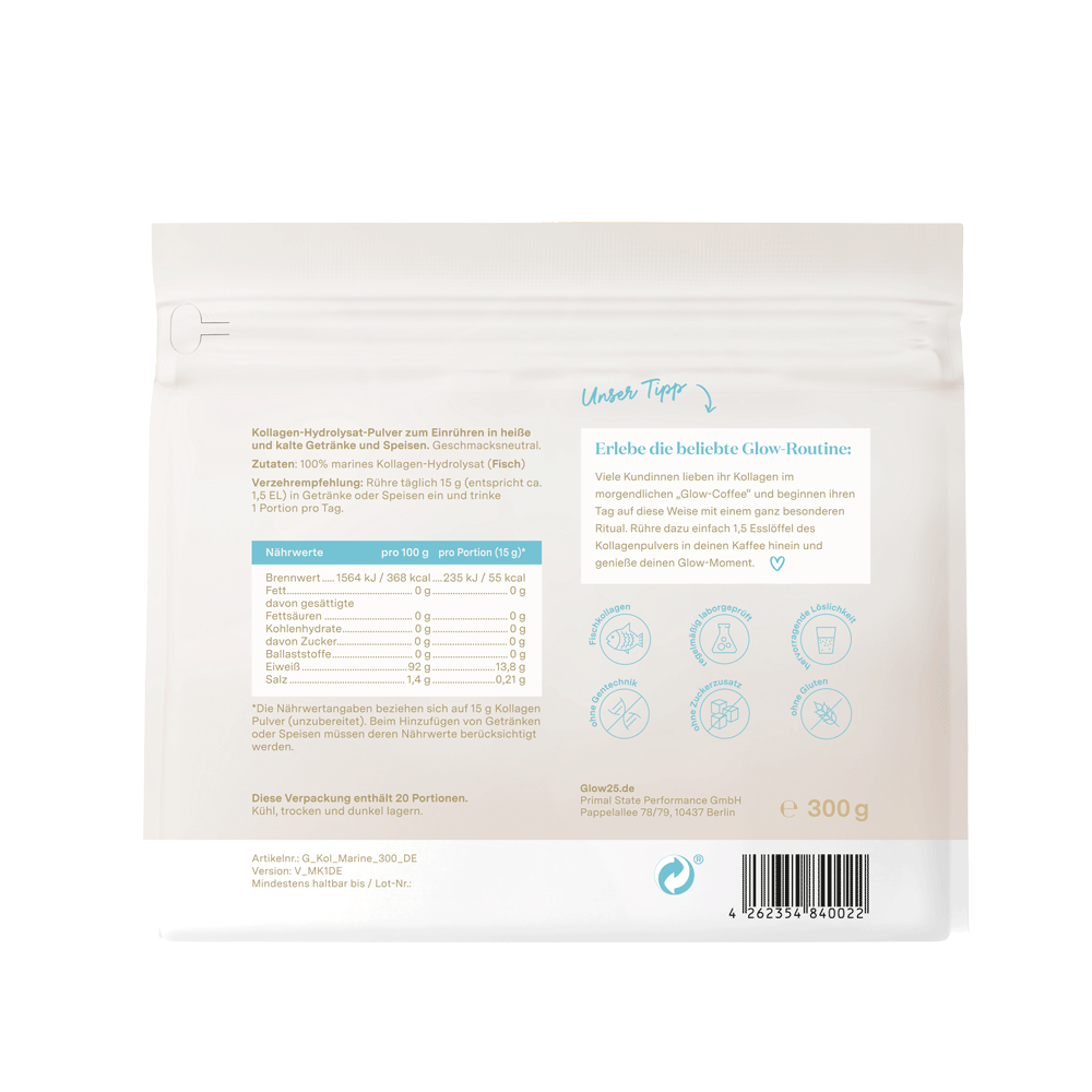 Bild: Glow 25 Marines Kollagen Pulver