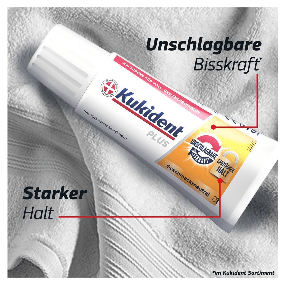 Bild: Kukident Plus Unschlagbare Bisskraft Haftcreme