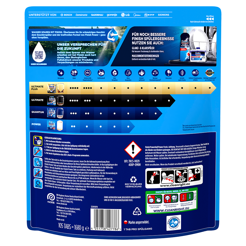 Bild: finish Powerball Power All in 1 Tabs Fresh