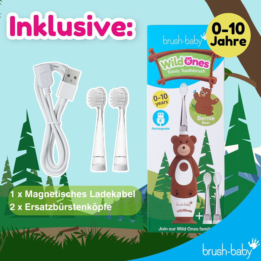 Bild: brush-baby Wild Ones Wiederaufladbare Elektrische Zahnbürste Bernie Bear