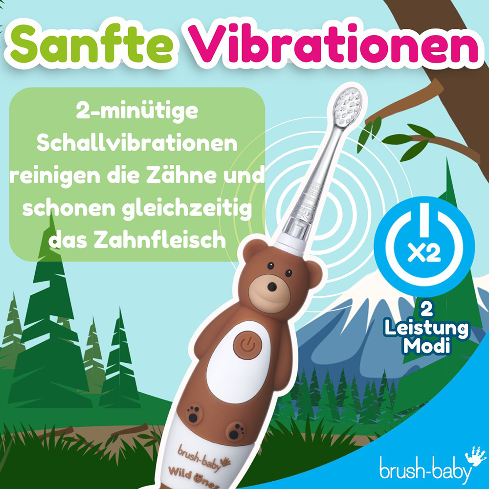 Bild: brush-baby Wild Ones Wiederaufladbare Elektrische Zahnbürste Bernie Bear