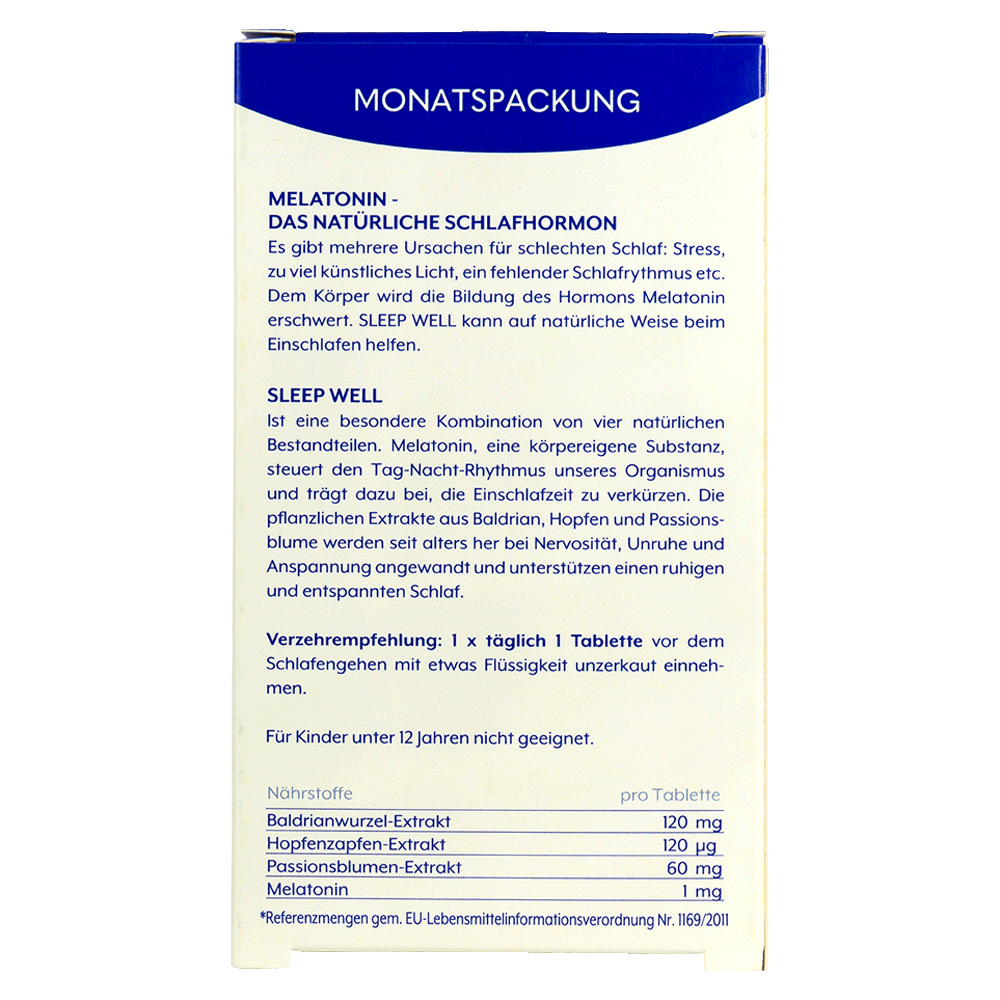 Bild: the wellness co. Sleep Well Melatonin Tabletten