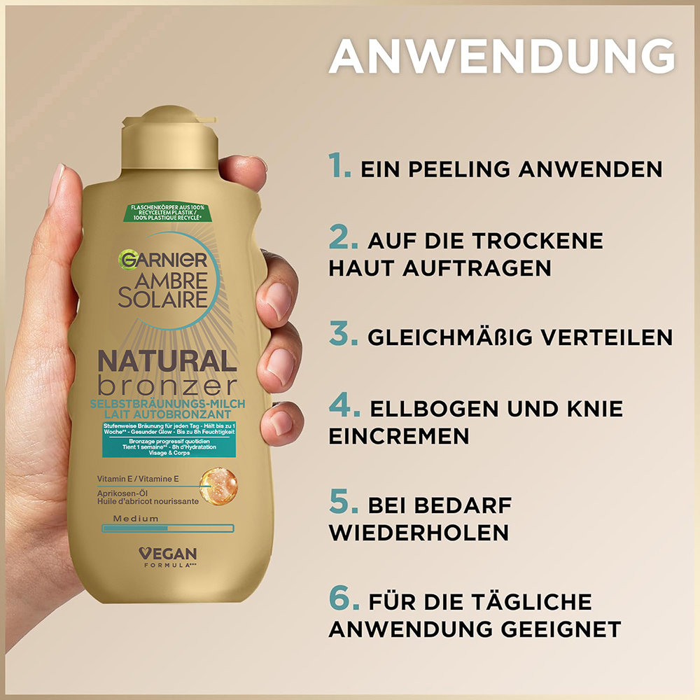 Bild: GARNIER AMBRE SOLAIRE Ambre Solaire Natural Bronzer Selbstbräunungs-Milch