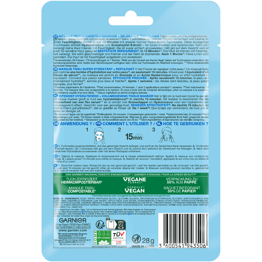 Bild: GARNIER SKIN ACTIVE Hydra Bomb Tuchmaske Granatapfel