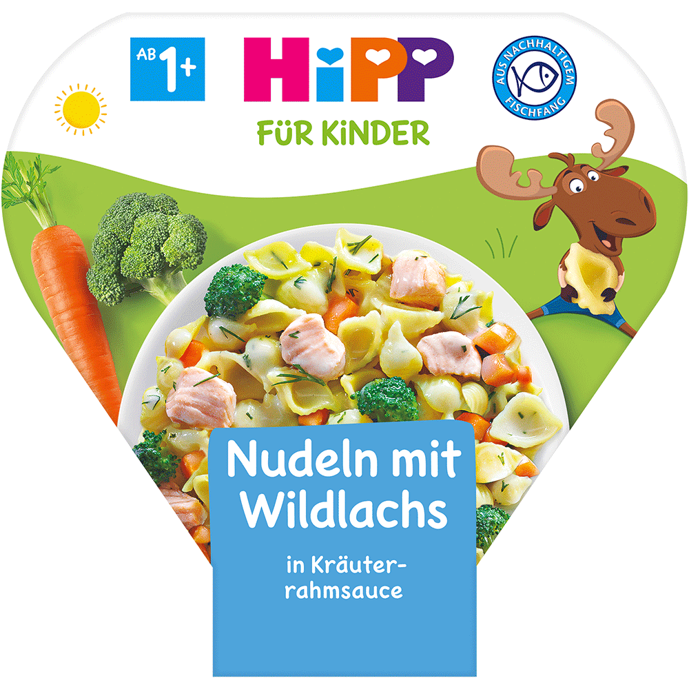 Bild: HiPP Nudeln mit Wildlachs in Kräuterrahmsauce
