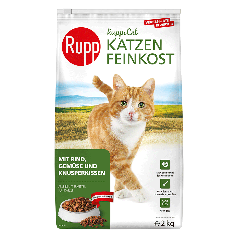 Bild: Rupp Katzen Feinkost mit Rind, Gemüse und Knusperkissen