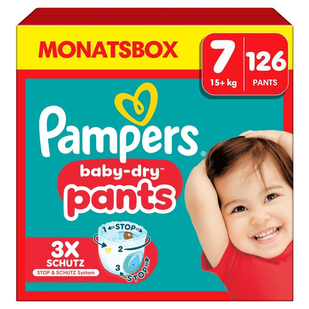 Bild: Pampers Baby-Dry Pants Größe 7, 17kg+, Monatsbox