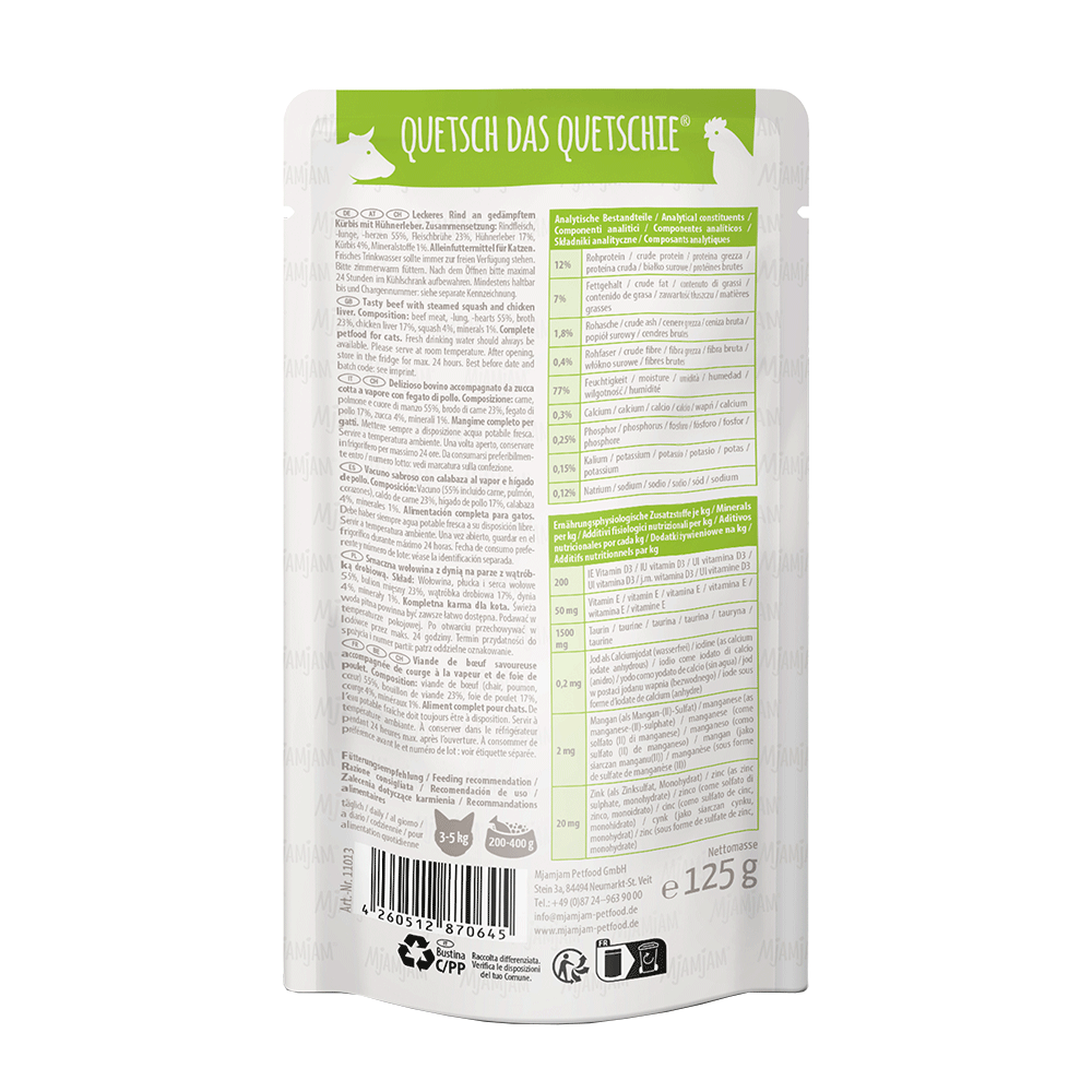 Bild: Mjamjam Quetschie Leckeres Rind an Gedämpftem Kürbis mit Hühnerleber