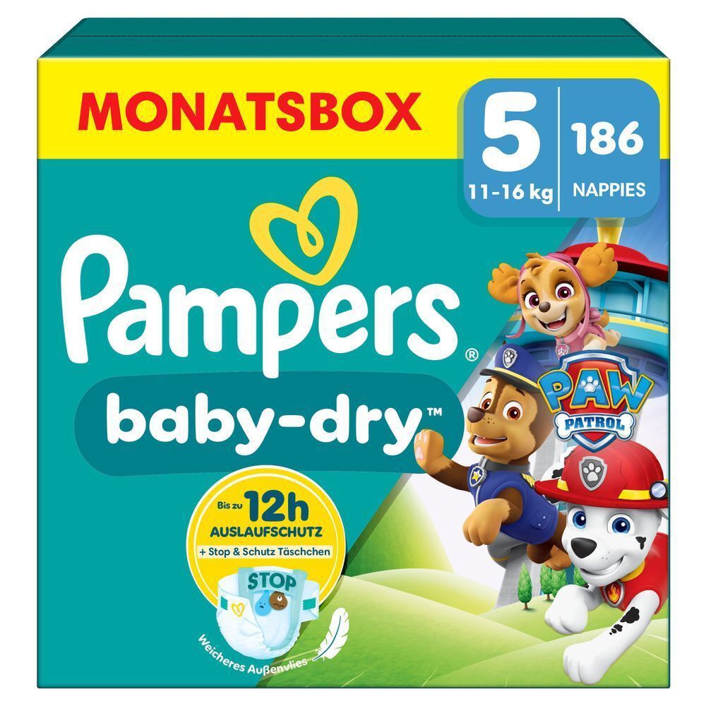 Bild: Pampers Baby-Dry Paw Patrol Edition Größe 5, 11kg-16kg, Monatsbox
