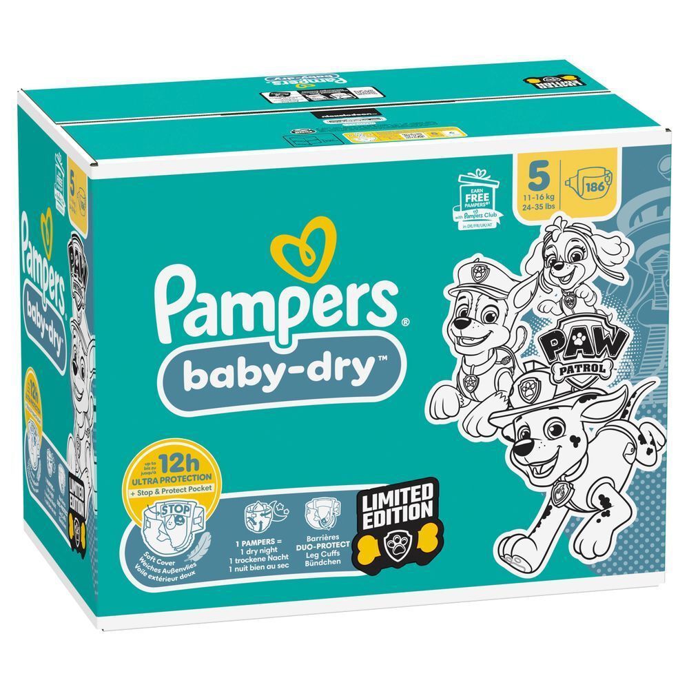 Bild: Pampers Baby-Dry Paw Patrol Edition Größe 5, 11kg-16kg, Monatsbox