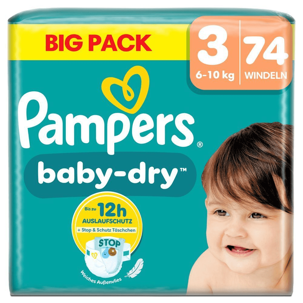 Bild: Pampers Baby-Dry Größe 3, 6kg-10kg, Big Pack