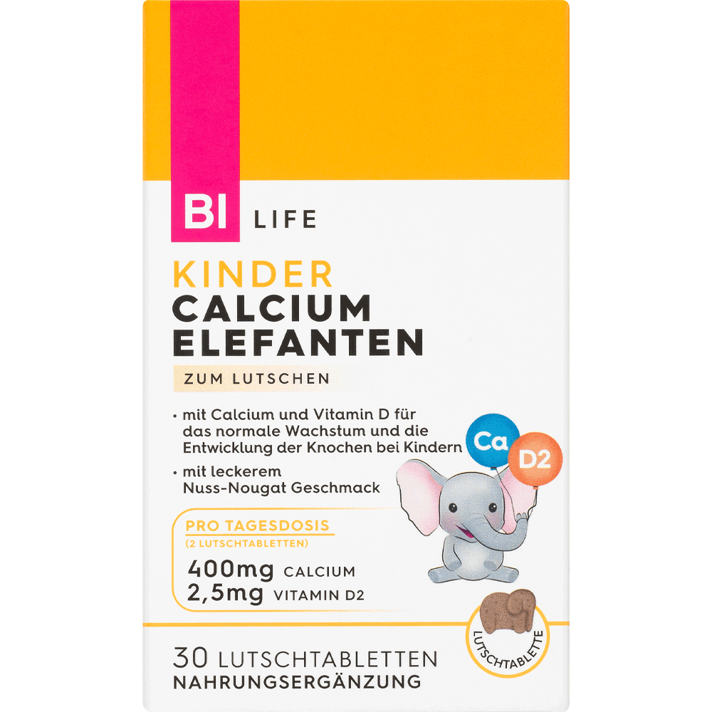 Bild: BI LIFE Kinder Calcium Elefanten Lutschtabletten