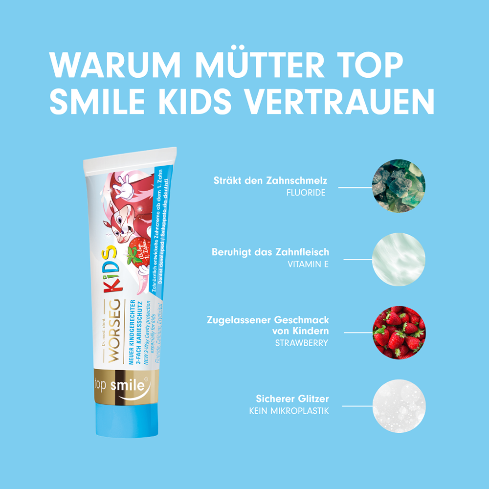 Bild: Worseg Top Smile Kinder Zahncreme Erdbeere 