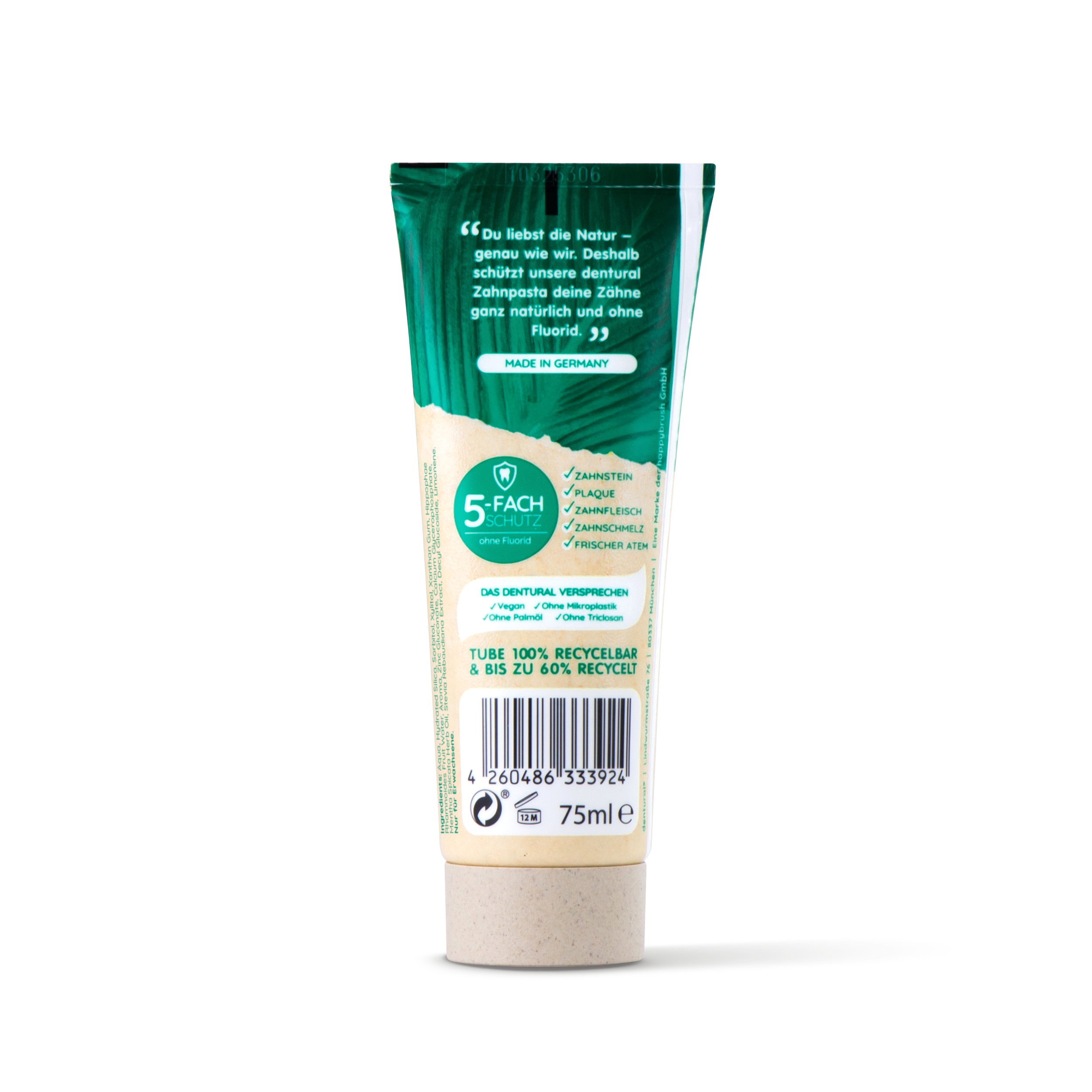 Bild: happybrush Dentural Fluoridfreie Zahnpasta 