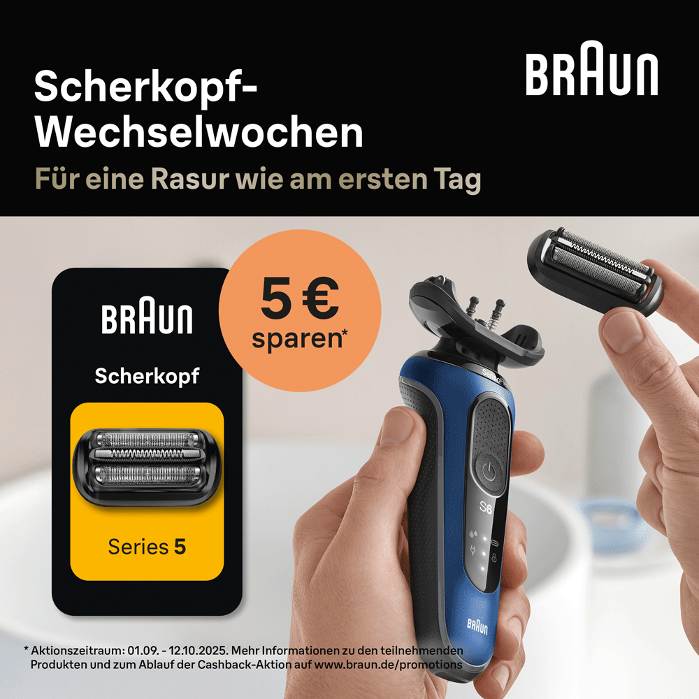 Bild: Braun Series 5 53B Elektrorasierer Ersatzscherteil – Schwarz 
