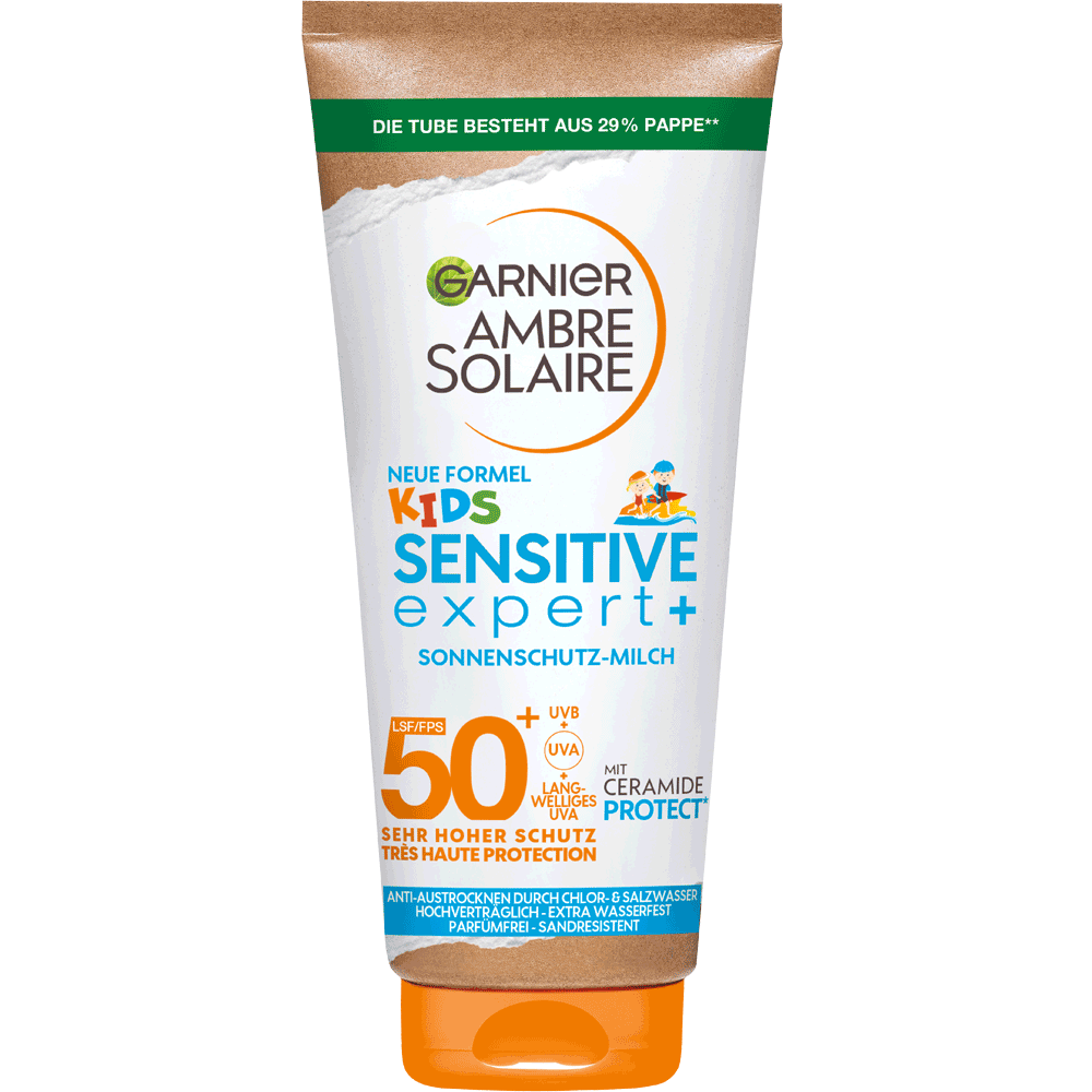Bild: GARNIER AMBRE SOLAIRE Kids Sensitive expert+ Sonnenschutz-Milch LSF 50+