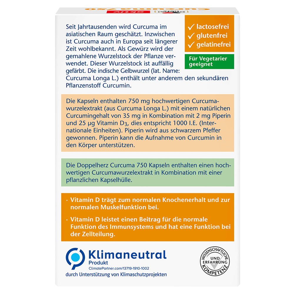 Bild: DOPPELHERZ Kapseln Curcuma + Vitamin D3