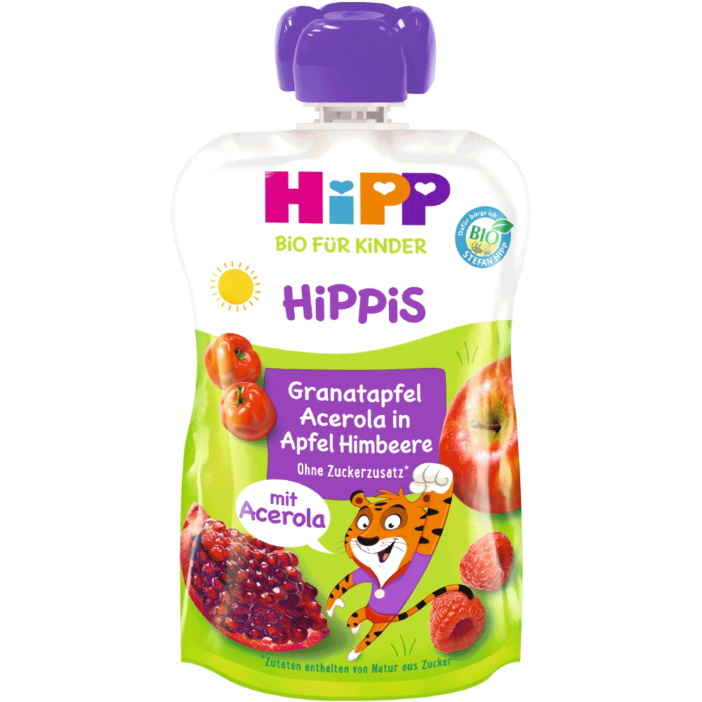 Bild: HiPP Super Hippis Granatapfel-Acerola in Apfel-Himbeere