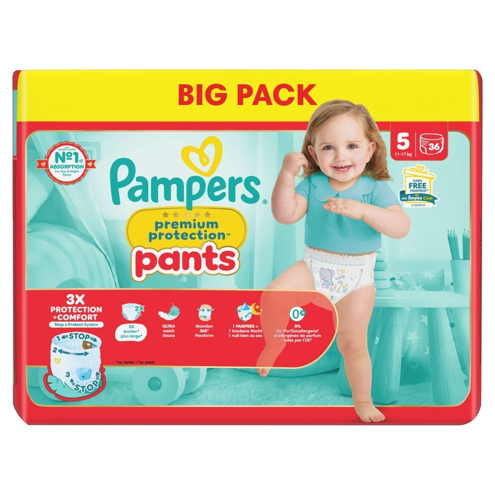 Bild: Pampers Premium Protection Pants Größe 5, 11kg-17kg, Big Pack