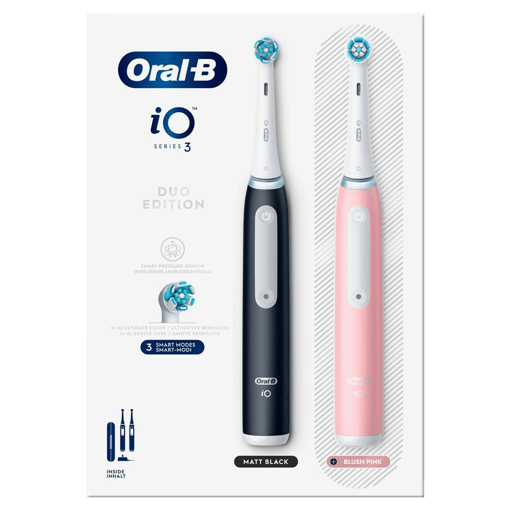 Bild: Oral-B iO Series 3 Elektrische Zahnbürste, Matt Black/Blush Pink